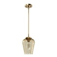 thumbnail image 2 of Hunter - Vidria 1-light Alturas Gold, Small Pendant Light, Dimmable, Formal Style, Bell Shaped, for Bedrooms, Dining, Living Rooms - 45235, 2 of 7