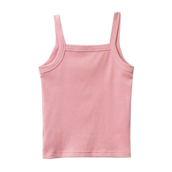 Tank Tops Girls Kids Ribbed Knit Tank Tops Sleeveless Undershirt Spaghetti Strap Soft Undershirts Girls Pink 3 Years-4 Years