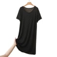 thumbnail image 4 of Women's Short Sleeve Nightgown Crew Neck Ruffle Cuff Polka Soft Comfortable Loose Midi Breathable Cute Loungewear Dress Black Sleepwear with Built in Bra XL, 4 of 4