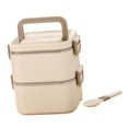 thumbnail image 3 of veasfak Adult Lunch Box Microwave Lightweight Reusable Bento Box for Work Dining Out 2 Layers Beige, 3 of 9
