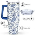 thumbnail image 3 of 40 oz Tumbler Paisley Design with Handle Stainless Steel Travel Coffee Mug SpillProof Travel Cups Car Cup Holder Friendly for Travel Commuting, 3 of 7