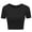 BLACK, variant on FashionMille Women's Basic Solid Crew Neck Stretch Ribbed Knit Short Sleeve Crop T Shirt Top
