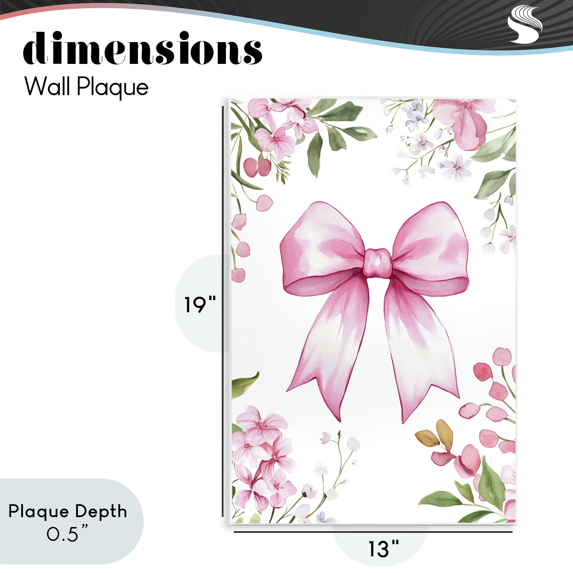 Stupell Industries Whimsical Floral Bow Pink Wall Plaque Art, design by Creative Studio