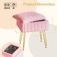thumbnail image 4 of Kbun Faux Fur Vanity Stool with Storage, Makeup Ottoman Chair with Upholstered Seat, Metal Legs & Anti-Slip Feet for Bedroom, Living Room, Pink, 4 of 9