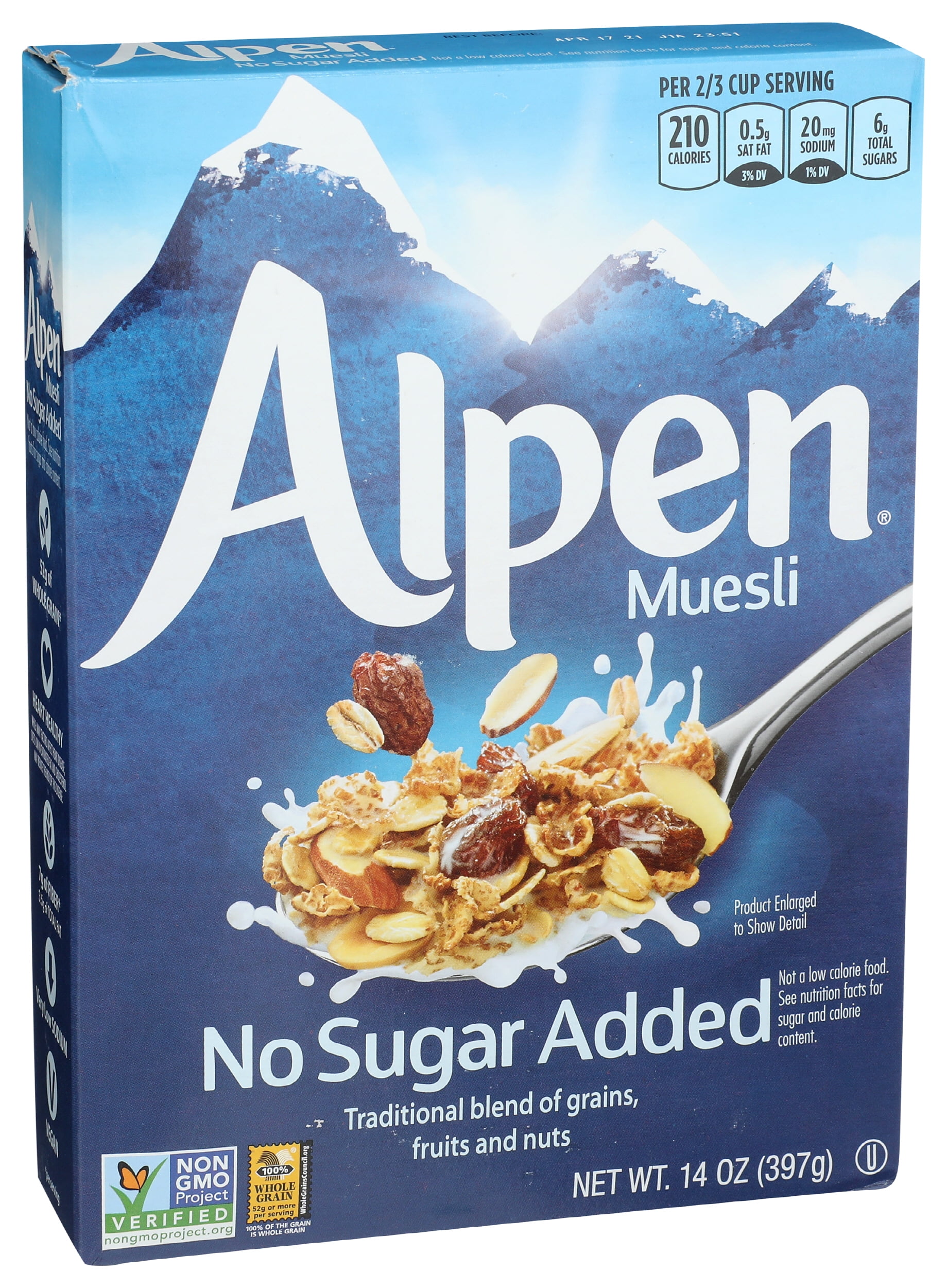 Alpen No Sugar Added Cereal, 14 Ounce, Pack of 12