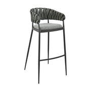 Armen Living Giovanni 30" Metal & Faux Leather Bar Stool in Black/Gray
