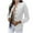 White, variant on Jiyugala Women's Overcoat Casual Slim Top Button Long Sleeve Stand Collar Solid Business Jacket Trendy Office Short Coat