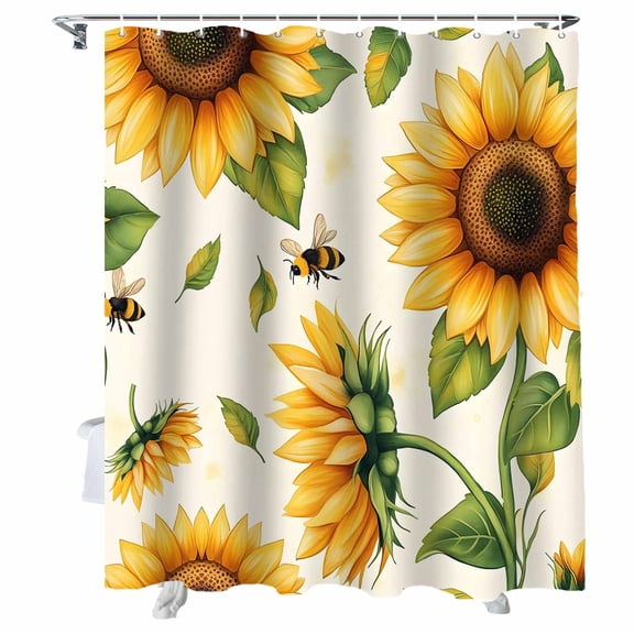 Shower Curtains Sunflower Pastoral Bath Curtain Watercolor Spring Flowers Waterproof Bathroom Shower Curtain Set with Hooks Decoration 36 x 72 Inches