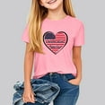 thumbnail image 2 of Jinhomg Kids Graphic Tees Short Sleeve American Flag Heart Shirts Casual Loose Crew Neck Summer Pullover Tops Cute Daily Wear Pink 110, 2 of 8