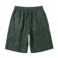 thumbnail image 3 of XFeng Men Black Embossed Jacquard Shorts Drawstring Elastic Waist Casual Knee‑Length Shorts, 3 of 7