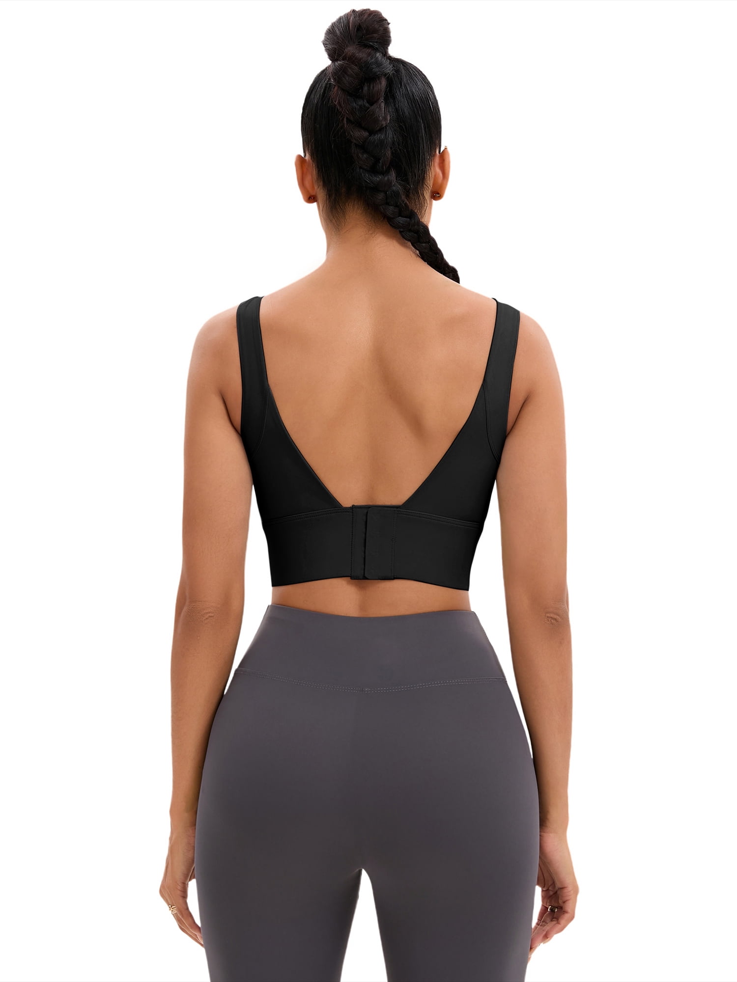 DARING DIVA Full Coverage V-Back Workout Bras Comfort Sports Bras XL Black