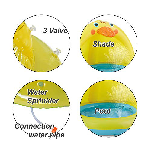 Outdoor Duck Bathtub of 39 Inches Sprinkle and Splash Play Pool XFlated Shade Baby Pool