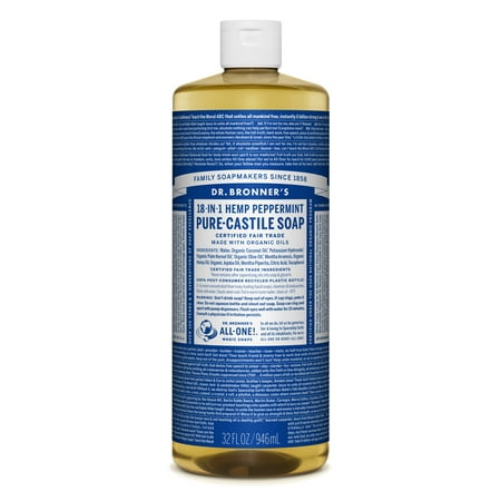Dr. Bronner's Peppermint Pure-Castile Liquid Soap - 32 (Best Price On Dr Bronner's Liquid Soap)