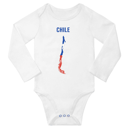 

Chile Flag Map Baby Long Slevve Rompers (White 6-12 Months)