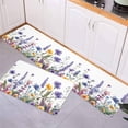 thumbnail image 3 of Kitchen Rugs and Mats,Daisy Lavender Pastoral Floral 2 Piece Anti Fatigue Area Runner Rug Set Comfort Standing Floor Mat,Summer Botanical on White Non Slip Absorbent Doormats for Laundry/Bathroom, 3 of 6