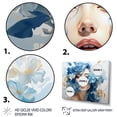 thumbnail image 3 of Designart "Abstract Woman with Flowers in Blue and Beige I" Fashion Framed Wall Art Decor - Glam Blue Fashion Woman Hallway Framed Wall Art Decor, 3 of 6