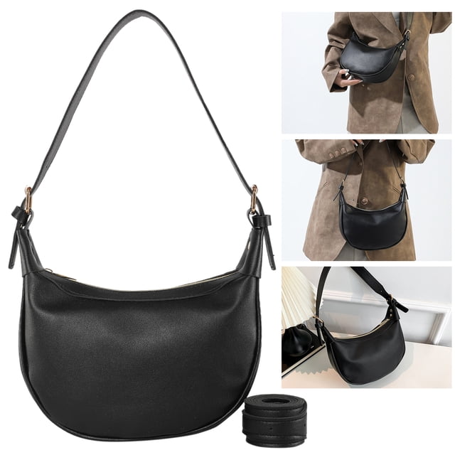 Bolso Hobo Elegante Informal para Mujer Bandolera Cuero PU Con Correa Ajustable