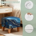 thumbnail image 7 of SCRAWLGOD Marble Print Navy Blue Stretch Square Ottoman Cover Breathable Folding Storage Stool Furniture Protector Soft Square Slipcover with Elastic Bottom for Living Room, 7 of 7