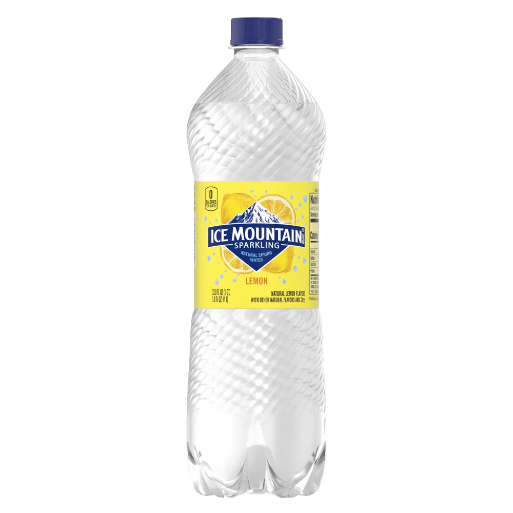 Ice Mountain Sparkling Water, Lively Lemon, 33.8 oz. Bottle Walmart