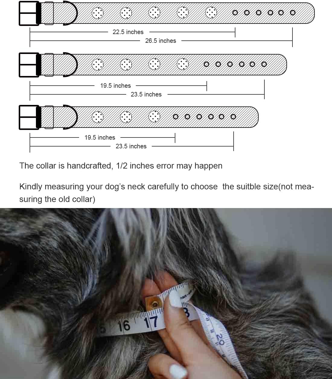 TJOUL Leather Dog Collar, 2 inches Wide Heavy Duty Genuine Leather Collars, Handmade, Soft, and Luxury, Eye-catching Best Choice for Large and Medium Breed Dogs 22.5-26.5 inches