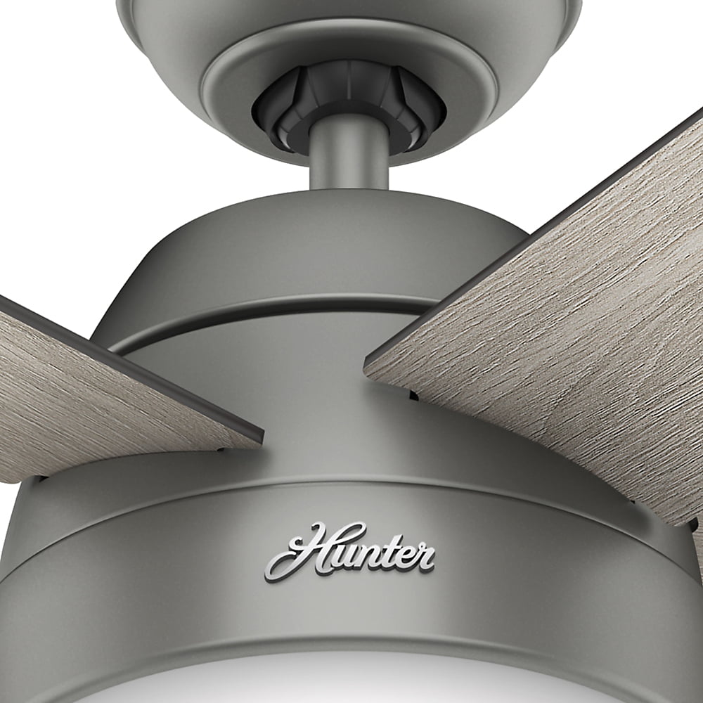 Hunter 46 Anslee Matte Silver Ceiling Fan With Light Kit And Pull
