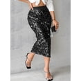 thumbnail image 5 of Sequin Skirt for Women High Waist Midi Skirt Sparkly Skirts for Night Out Cocktail Parties Black S, 5 of 8