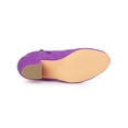 thumbnail image 5 of BLISSFUL STEP Women's Faux Suede Chunky Heel Round Toe Side Zip Ankle Boots Purple 8, 5 of 8