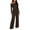 Brown, variant on CharmCyan Women’s Off Shoulder Long Sleeve Ruched Wide Leg Jumpsuit Stretchy Pullover One Piece Outfit for Casual or Daily Wear Black L