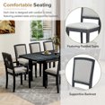 thumbnail image 3 of Rustic Extendable Dining Table Set for 8, 84"  Extendable Dining Table with 24” Removable Leaf and 8 Upholstered Chairs, 6 Armless Dining Chairs and 2 Padded Arm Chairs, Black, 3 of 9