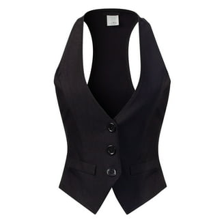 Scoop Women's Denim Longline Vest, Sleeveless, Square Neck, Button