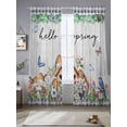 thumbnail image 3 of Spring Botanical Sheer Curtains 96 Inches Long 2 Panels Set, Window Sheer Curtains for Living Room/Bedroom, Vintage Black Plaid Brown Wooden Grain Light Filtering Rod Pocket Curtain 52''x96''x2, 3 of 8