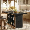 thumbnail image 6 of Kitchen Island with Storage, Counter Height Kitchen Island Table with 6 Open Cubbies and Footrests, 6 of 7