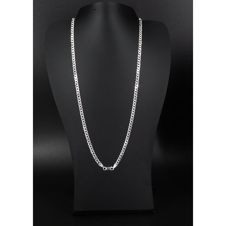 Solid 925 Sterling Silver Italian 4.8mm Flat 22” Curb Chain