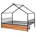 Bed With Storage Drawers ForBedroom, Metal Frame Platform Bed Frame, No