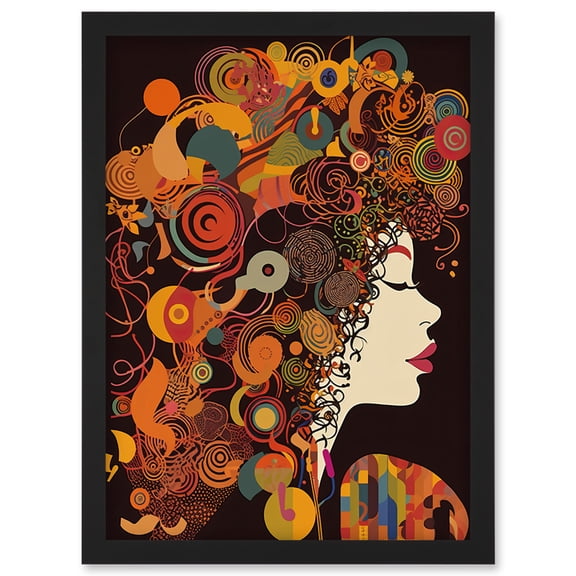 Kandinsky Inspired Woman Portrait Modern Folk Art Artwork Framed Wall Art Print A4