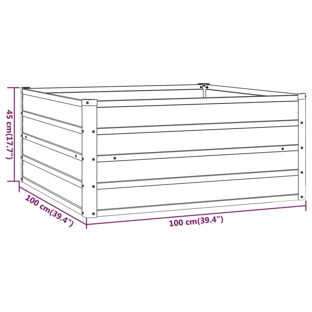 vidaXL Garden Raised Bed Rusty 39.4"x39.4"x17.7" Corten Steel