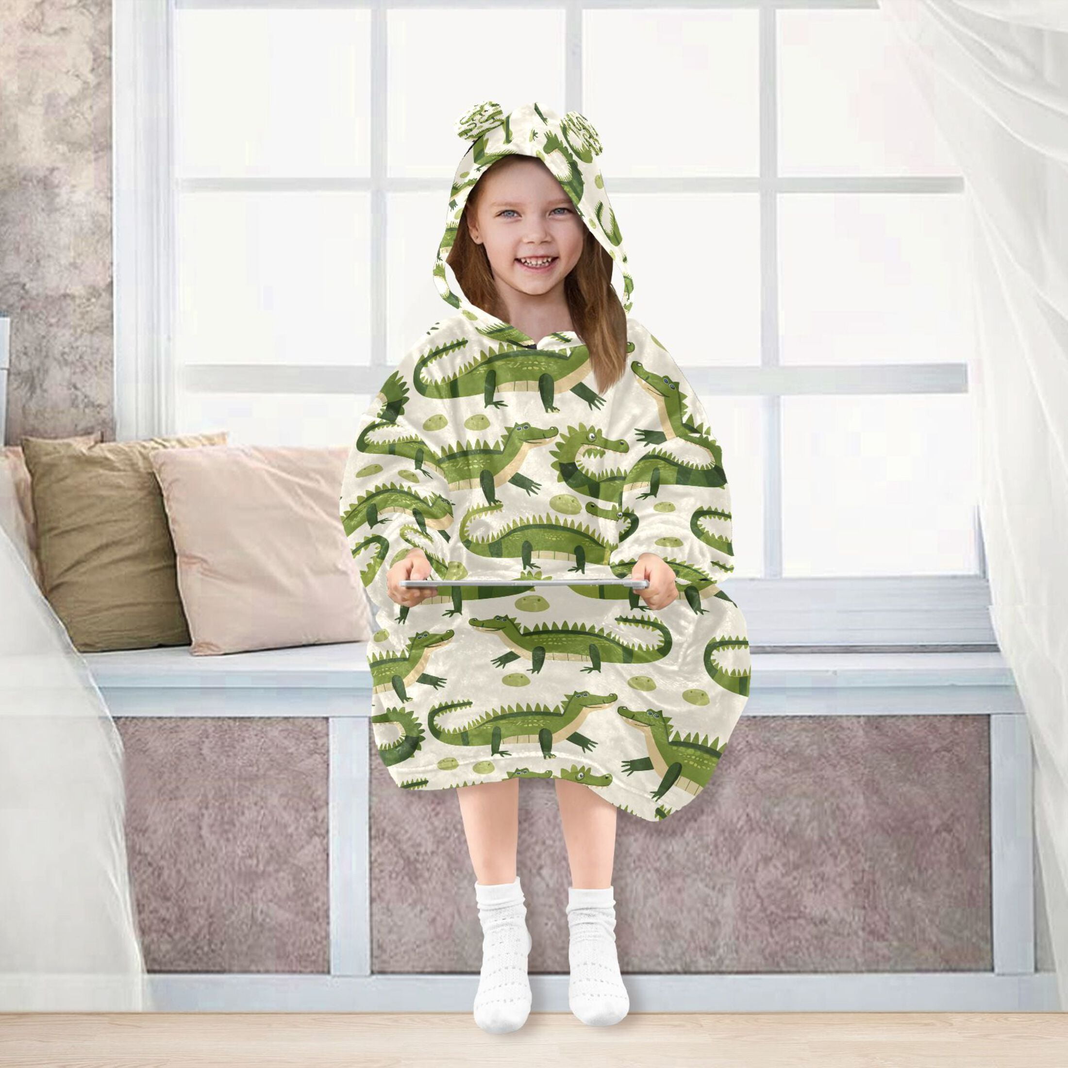joogoo Blanket Hoodie for Cute Crocodile Oversize Sweatshirt 3-14 YR L