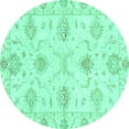 thumbnail image 1 of Ahgly Company Machine Washable Indoor Round Oriental Turquoise Blue Traditional Area Rugs, 3' Round, 1 of 4