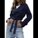 thumbnail image 3 of Gabardina Corta con Solapa y Doble Botonadura para Mujer Azul Marino S, 3 of 10