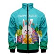 thumbnail image 3 of Chaqueta con cremallera y estampado 3D de Pascua en el oeste, divertida chaqueta de manga larga, cuello alto, ropa de moda, abrigo informal de talla grande para hombre, 3 of 5