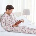thumbnail image 6 of Honeii Cute Bow Tie Pattern Mens Pajamas Set,2pcs Men's Lounge Long Sleeve Sleep Shirt and Pajama Bottoms Sleepwear Set,Mens Pjs Sets-XX-Large, 6 of 7