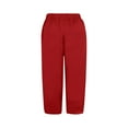 thumbnail image 5 of fartey 2025 Capri Pants for Women Cotton Linen Elastic Waist Tulip Hem Pockets Baggy Trousers Solid Color Breathable Casual Beach Trousers, 5 of 5