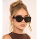 thumbnail image 3 of Gafas de Sol AIEYEZO Tipo Ojo de Gato Sobredimensionadas para Mujer, Montura Negra, 3 of 7