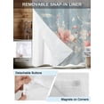 thumbnail image 3 of No Hook Cloth Fabric Shower Curtain with Snap in Liner, Pink Flowers Waterproof Shower Curtains Set with See Through Top Window, Vintage Blue Farmhouse Country Floral Bath Curtains Shower 66"x72", 3 of 6