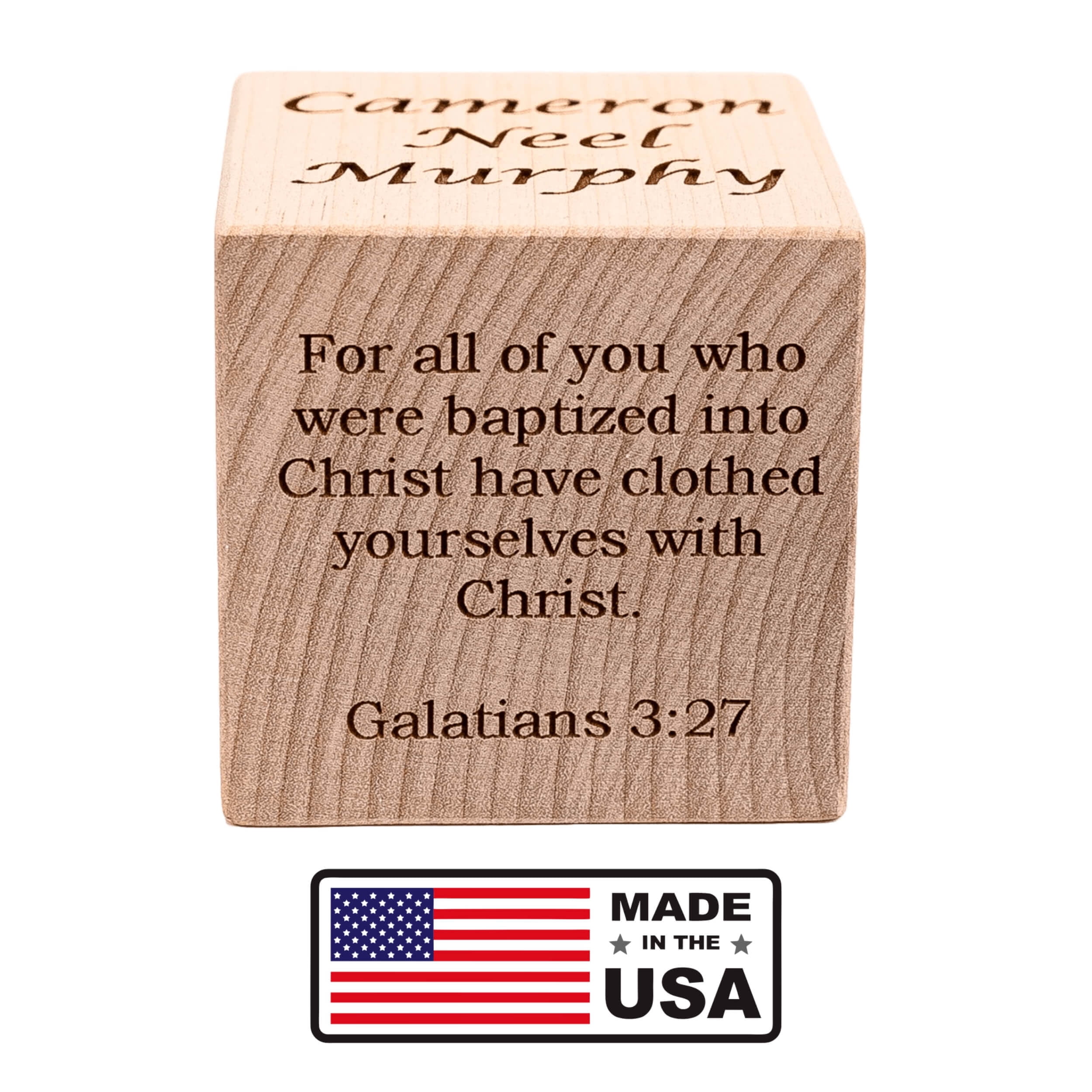 Palmetto Wood Shop Personalized Baby Baptism, Dedication, Christening Gift, Solid Wood Block