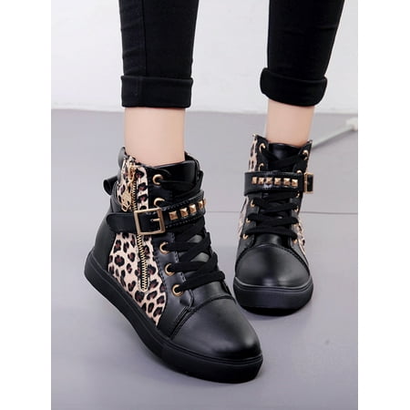 

Fangasis Womens Ladies Lace up High Top Pumps Trainers Sneakers Shoes Ankle Boots