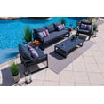 thumbnail image 1 of Juno 4-Piece Large Aluminum Sofa Set for Outdoor Conversation Sofa Set for Patio with Three Seat Sofa, Two Armchairs, and Coffee Table (Charcoal, 4 Piece), 1 of 11