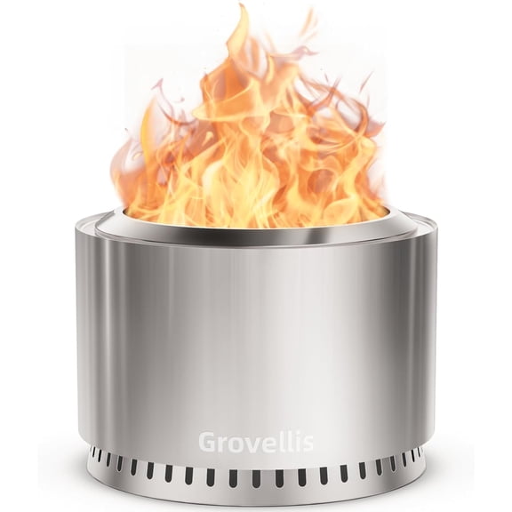 27 inch Stainless Steel Smokeless Fire Pit with Waterproof Cover, Wood Burning Fire Pits,Low Smoke Firepit for Outside