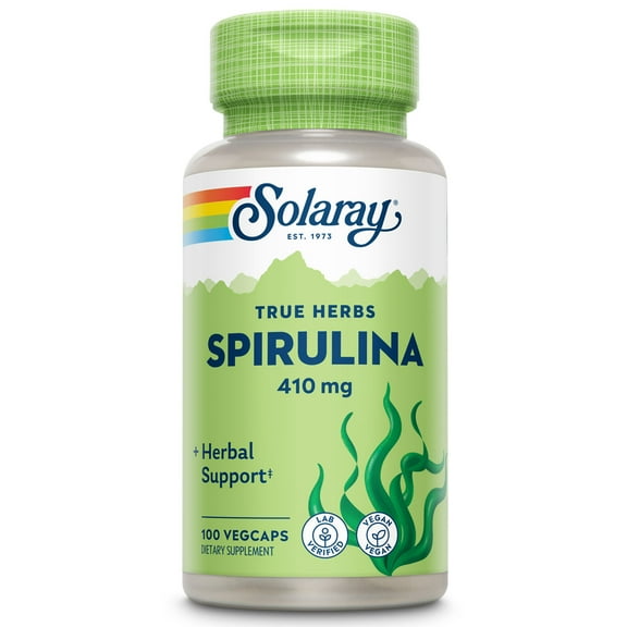 Solaray Spirulina 410mg | Algae Superfood Supports Energy, Vitality & Overall Health | 100ct, 100 Serv.
