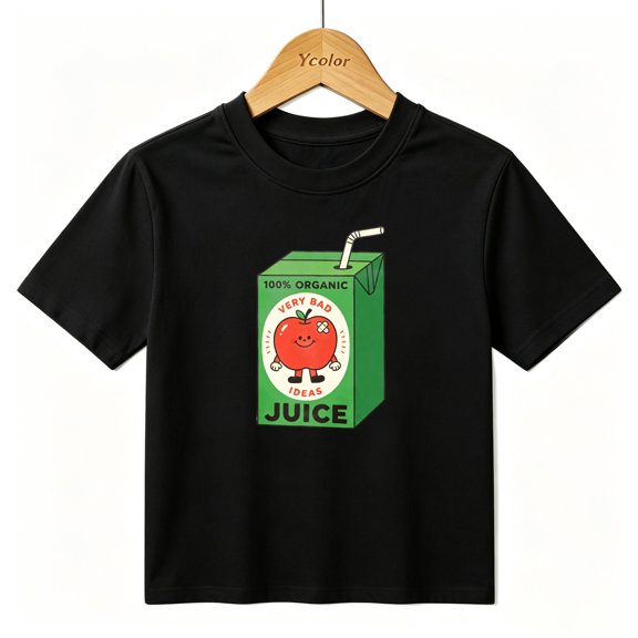 Boys Graphic T-Shirt Funny Bad Ideas Juice Box Kids Tees 100% Cotton Short Sleeve Tops Ages 4-13Y